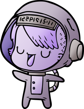 Bir insan tarafından çizilmiş astronot kadın.