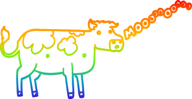 gökkuşağı gradyan çizgi çizimi bir insan tarafından çizilmiş bir inek