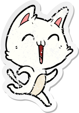 Bir insan tarafından çizilmiş mutlu çizgi film kedisinin sıkıntılı çıkartması.