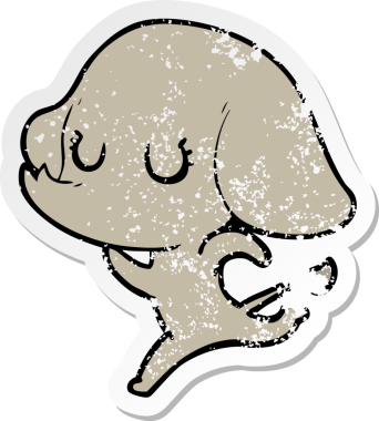 Bir insan tarafından çizilmiş şirin bir filin sıkıntılı çıkartması