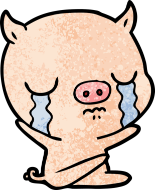 Bir insan tarafından çizilmiş ağlayan bir domuz.