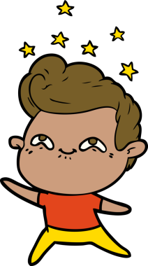 Bir insan tarafından çizilmiş heyecanlı bir çizgi film.