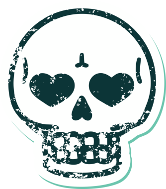 Bir insan tarafından çizilmiş bir kafatasının sembolik dövmeli görüntüsü.