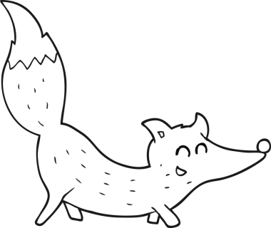 Bir insan tarafından çizilmiş siyah beyaz çizgi film küçük kurt.