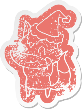 Dost canlısı çizgi film, Noel Baba şapkası takan bir kurdun insan tarafından çizilmiş çıkartması.