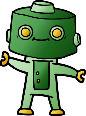 Bir insan tarafından çizilmiş çizgi film robotu