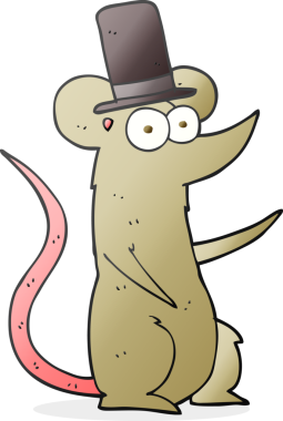 Bir insan tarafından çizilmiş silindir şapkalı bir fare.