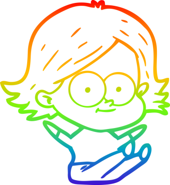 gökkuşağı gradyan çizimi mutlu bir çizgi film kızı bir insan tarafından çizildi