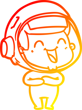 Bir insan tarafından çizilmiş mutlu bir astronotun sıcak çizgi çizimi