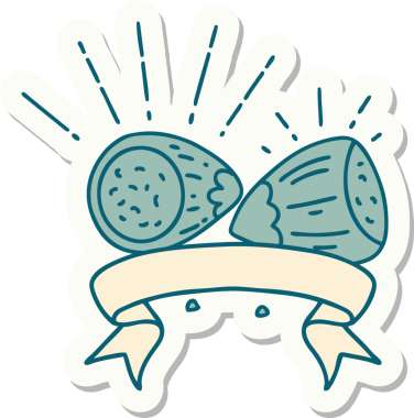 Bir insan tarafından çizilmiş dövme stili fındık çıkartması.