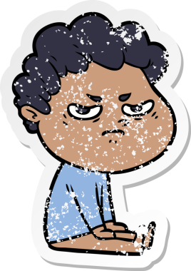 Bir insan tarafından çizilmiş kızgın bir adamın sıkıntılı çıkartması.