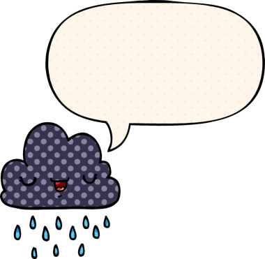 Bir insan tarafından çizilmiş çizgi roman tarzında konuşma baloncuğu olan karikatür fırtına bulutu