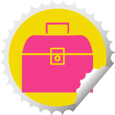 Bir insan tarafından çizilmiş metal bir kutunun dairesel soyma etiketi.