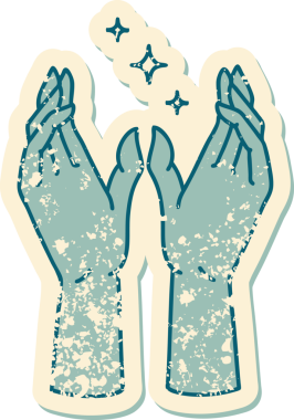 Bir insan tarafından çizilmiş gizemli ellerin sembolik dövmeli görüntüsü.