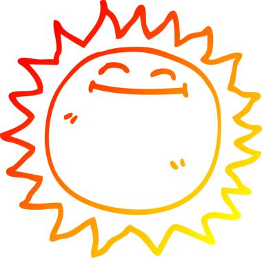 Bir insanın çizdiği parlayan güneşin sıcak çizgi çizimi.