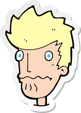 Bir insan tarafından çizilmiş gergin bir adamın çıkartması.