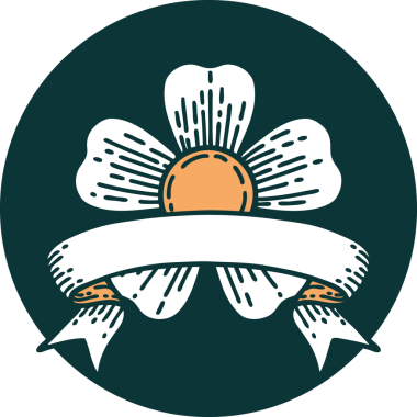 bir insan tarafından çizilmiş bir çiçek pankartıyla dövme biçimi simgesi