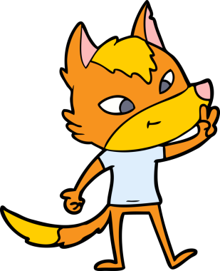 Bir insan tarafından çizilmiş tilki çizgi film karakteri