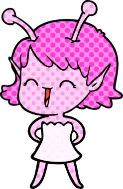 Bir insan tarafından çizilmiş uzaylı kız.