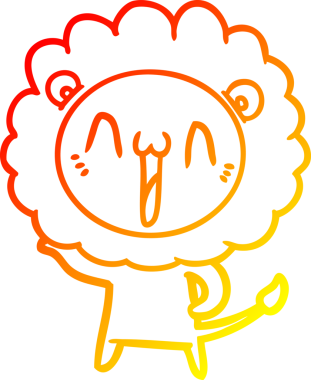 Bir insan tarafından çizilmiş mutlu çizgi film aslanının sıcak çizgi çizimi