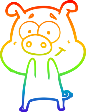 gökkuşağı gradyan çizimi mutlu çizgi domuz çizimi bir insan tarafından çizilmiş