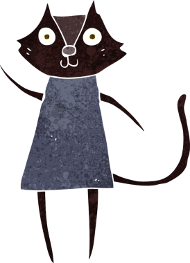 Bir insan tarafından çizilmiş sevimli siyah kedi çizgi filmi.