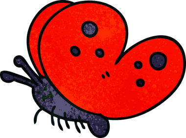 Bir insan tarafından çizilmiş garip bir kelebek çizimi.