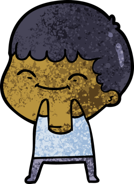 Bir insan tarafından çizilmiş mutlu çocuk çizgi filmi.