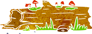 Bir insan tarafından çizilmiş bir ağaç kütüğünün el çizimi karikatürü.
