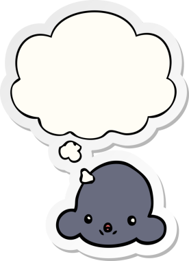 Düşünce baloncuklu karikatür bulutu insan tarafından çizilmiş bir çıkartma.