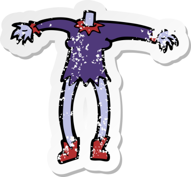 Bir insan tarafından çizilen vampir karikatürünün gerilmiş çıkartması.