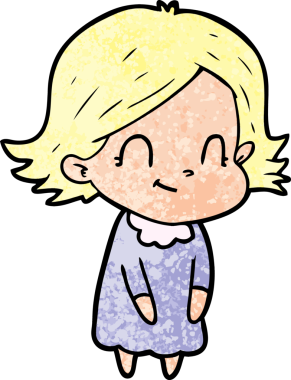 Bir insan tarafından çizilmiş karikatür dostu kız.