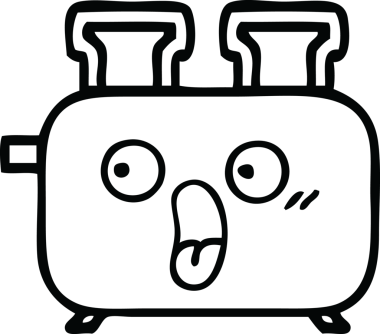 Bir insan tarafından çizilmiş bir tost makinesinin çizgi çizimi