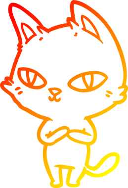 Bir insan tarafından çizilmiş çizgi film kedisinin sıcak çizgi çizimi