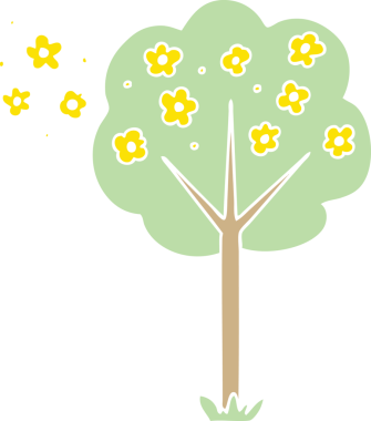 Bir insan tarafından çizilmiş tuhaf bir çizgi film ağacı.