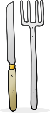 Bir insan tarafından çizilmiş çatal ve bıçak.