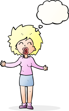 Bir insan tarafından çizilmiş düşünce balonlu yüksek sesli bir karikatür.