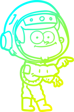 Bir insan tarafından çizilmiş mutlu bir astronot çizgi filmi.