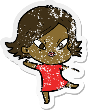 Bir insan tarafından çizilmiş stresli bir karikatür çıkartması.