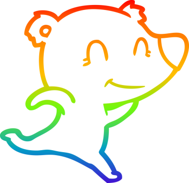 Gökkuşağı gradyan çizgisi, bir insan tarafından çizilmiş, koşan dost bir ayının çizimi.