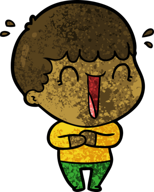 Bir insan tarafından çizilmiş gülen karikatür adam.