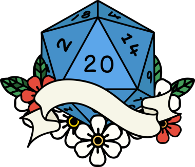 Retro Dövme Biçimi Doğal 20 D20 zar bir insan tarafından çizildi