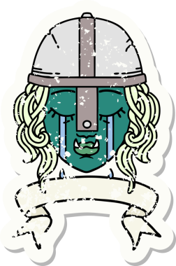 Retro Dövme Tarzı Ağlayan Ork Savaşçısı karakteri bir insan tarafından çizilmiş