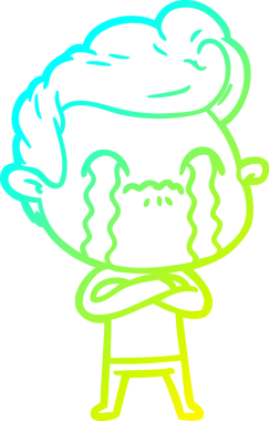 Bir insan tarafından çizilmiş ağlayan bir çizgi film karakteri çizimi.