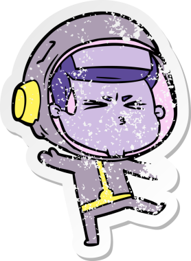 Bir insan tarafından çizilmiş stresli astronot karikatürü.