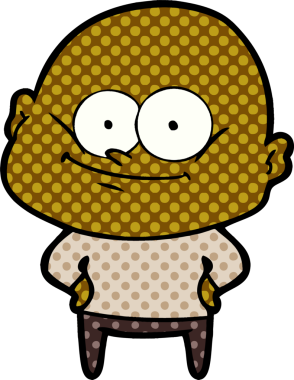 Bir insan tarafından çizilmiş kel bir adam.