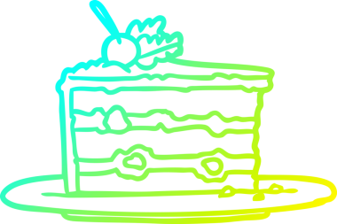 Lezzetli bir tatlının soğuk gradyan çizimi. Bir insan tarafından çizilmiş pasta.