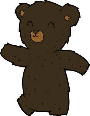 Bir insan tarafından çizilmiş sevimli çizgi film kara ayısı.