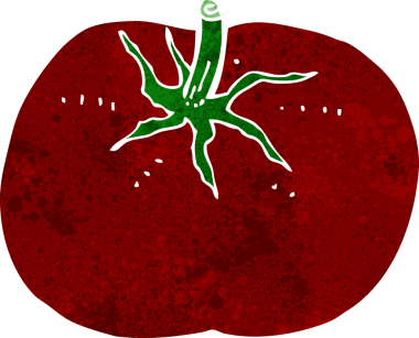 Bir insan tarafından çizilmiş domates çizgi filmi.