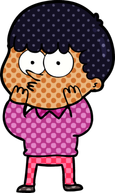 Bir insan tarafından çizilmiş meraklı bir çocuk.